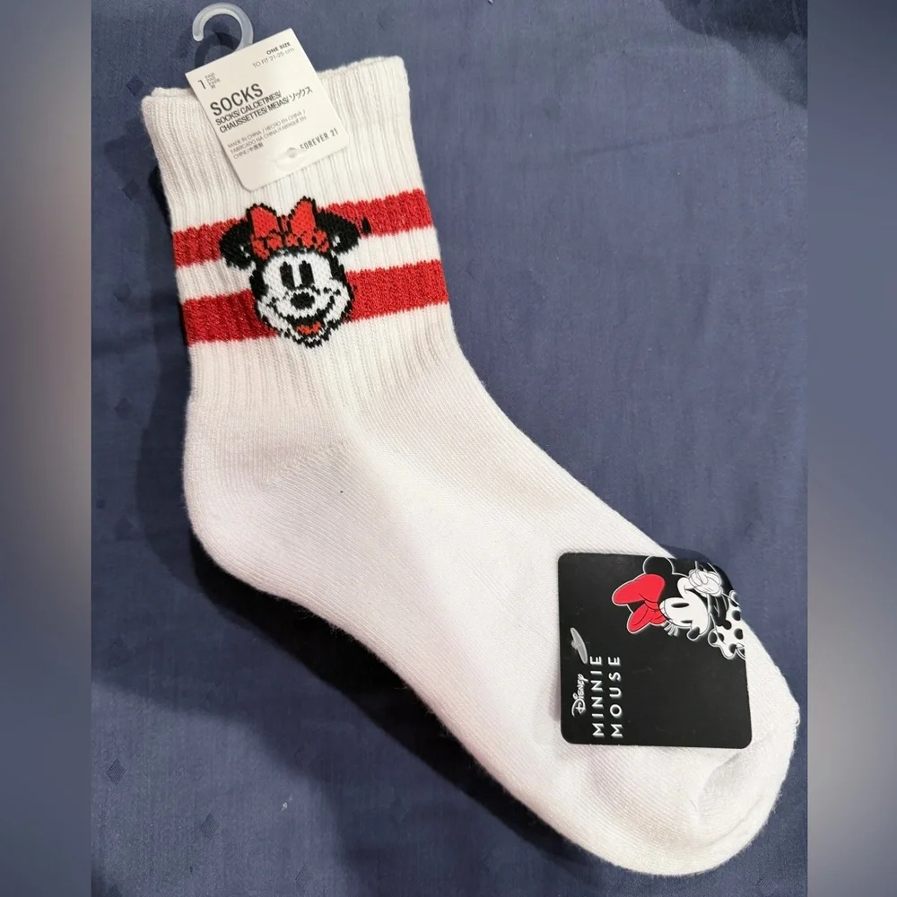 Disney x Forever 21 Red Striped Minnie Mouse Socks